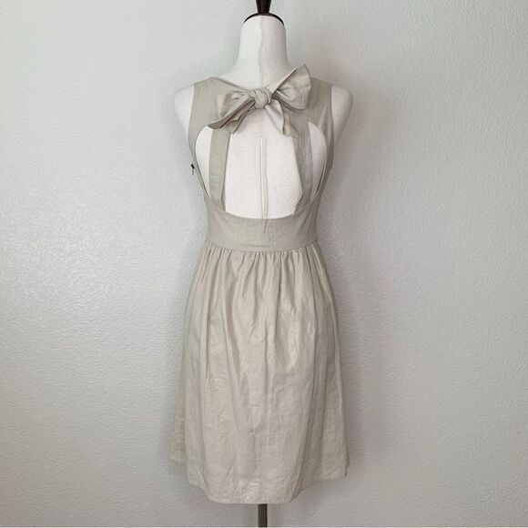 Judith March Linen Blend Square neck Bow Back Metallic Dress - Picture 7 of 13